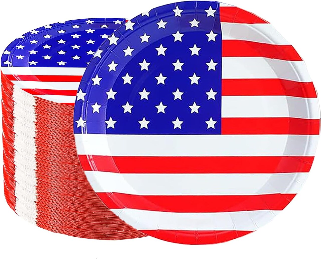 50Pcs 4th of July Paper Plates,4th of July Themed American Flag Patriotic Party Supplies
